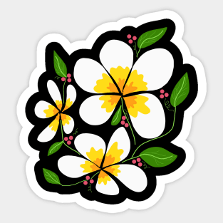 Sampaguita Flowers With Cherries & Leaves Sticker